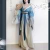 Chinese Wei And Jin Dynasty Style Hanfu For Women Cross-collar Print Daily Improved Suit