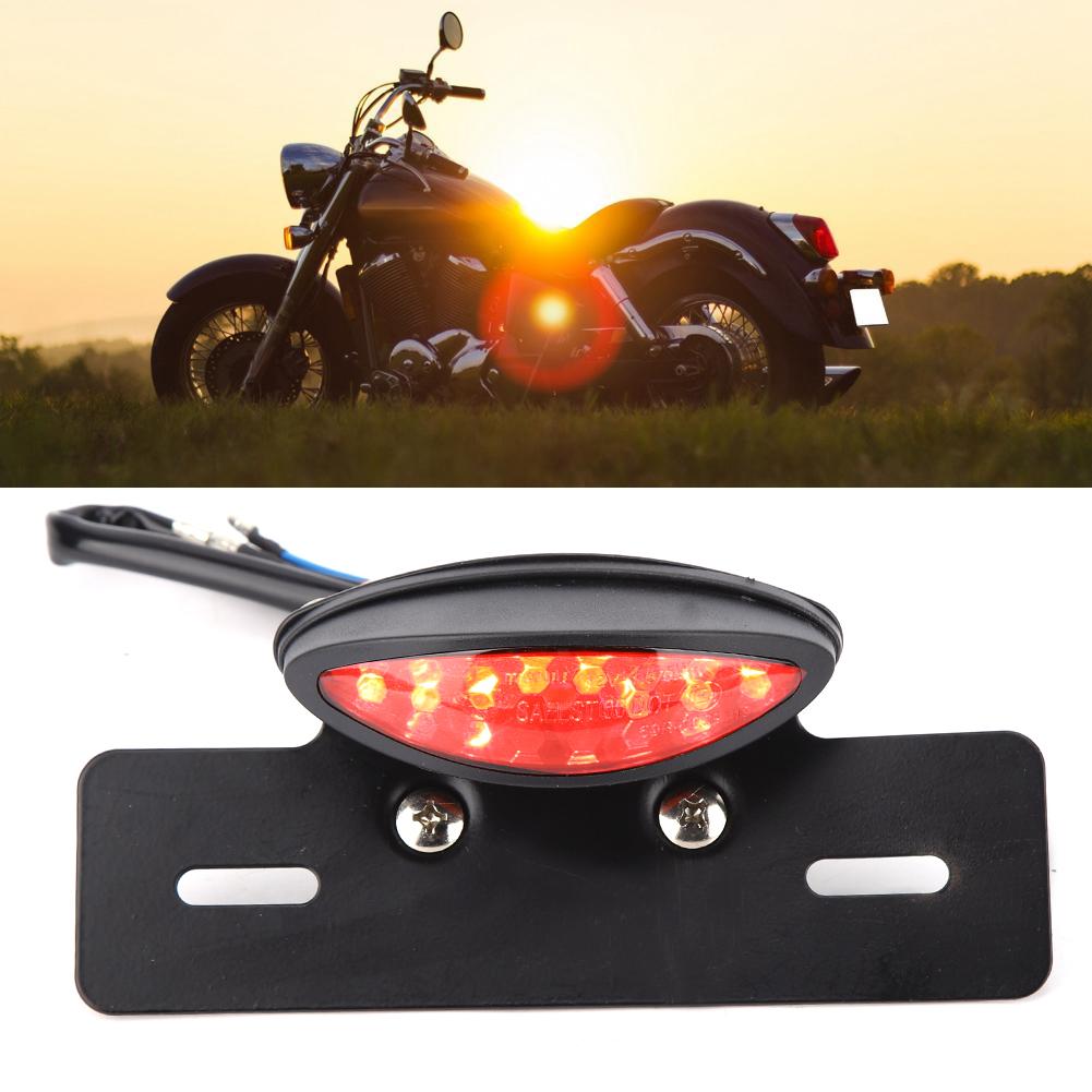 Motorcycle Taillight Retro LED Brake License Plate Light Indicator Lights(black)