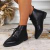 Autumn and Winter New Pointed Comfortable Casual Work Boots Fashionable and Sexy Plus Size Lace Up Short Boots for Women