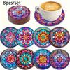 8 шт./набор подставок с алмазной росписью в виде мандалы и кронштейнами. Подставки своими руками для начинающих и взрослых, товары для творчества и рукоделия, подарки