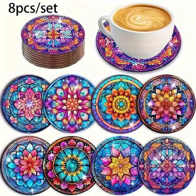 8 шт./набор подставок с алмазной росписью в виде мандалы и кронштейнами. Подставки своими руками для начинающих и взрослых, товары для творчества и рукоделия, подарки