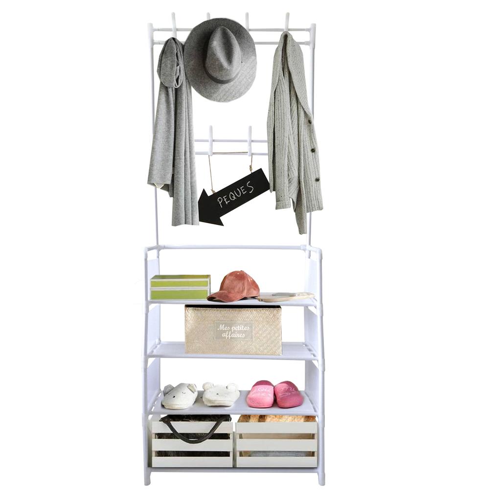 Hallway Coat Rack Organizer Entryway Shoe Rack 8 Pairs 8 Hangers Nyana Home 155x60x29cm