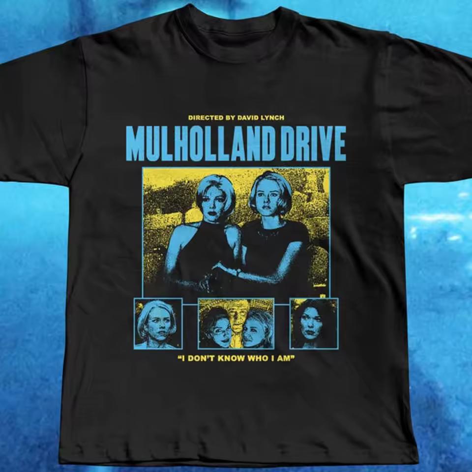 Mulholland Drive T-Shirt David Lynch 2001 Neo-Noir Naomi Watts Laura Harring Criterion Film Graphic Short Sleeve
