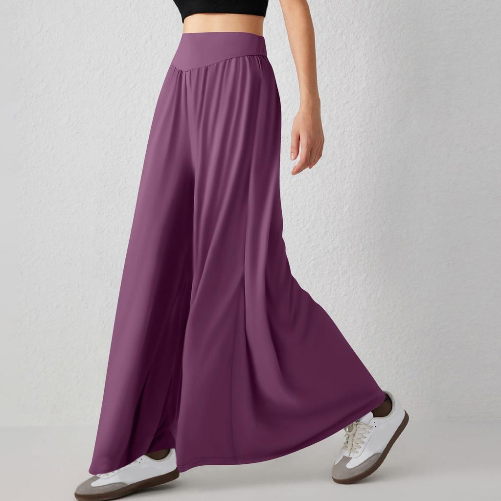 Женские брюки с эластичной талией в минималистском стиле, широкие брюки, повседневные брюки с драпировкой