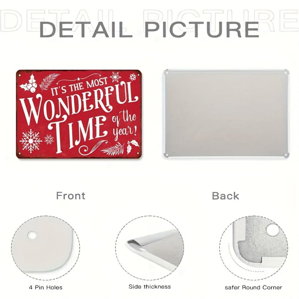 Vintage "The Most Wonderful Time of the Year" Metal Sign - 8x12 Inch, Fade Resistant, Vintage Style, Wall Hanging