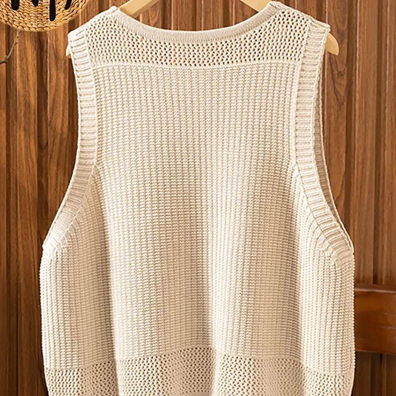 Вязаный жилет женский свободный майка без рукавов топ свитер жилет свободный повседневный жилет с V-образным вырезом