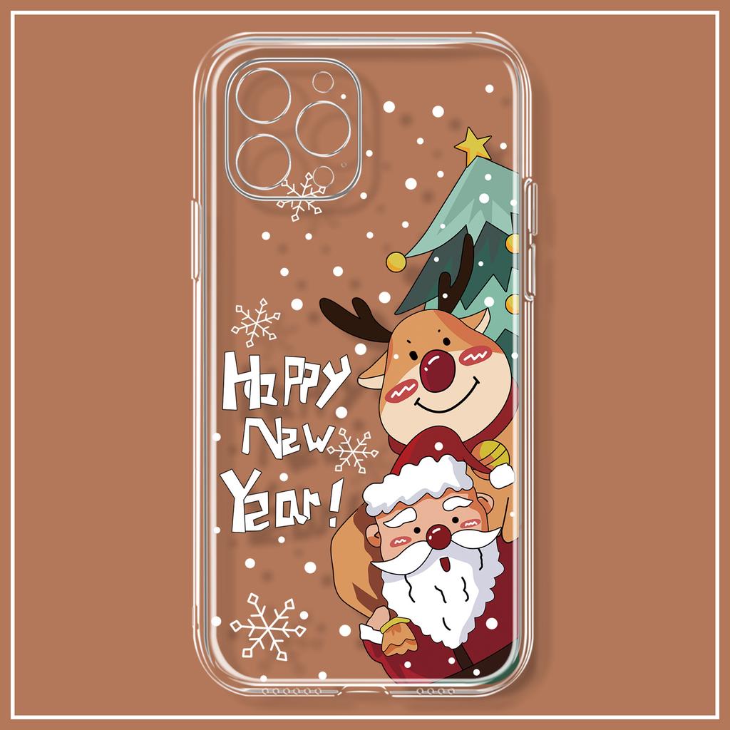 Веселого Рождества прозрачный чехол для телефона iPhone 15 14 13 12 11 Pro Max XS Max X XR 8 7 Plus Подарки на Новый год Мягкий противоударный бампер задняя крышка