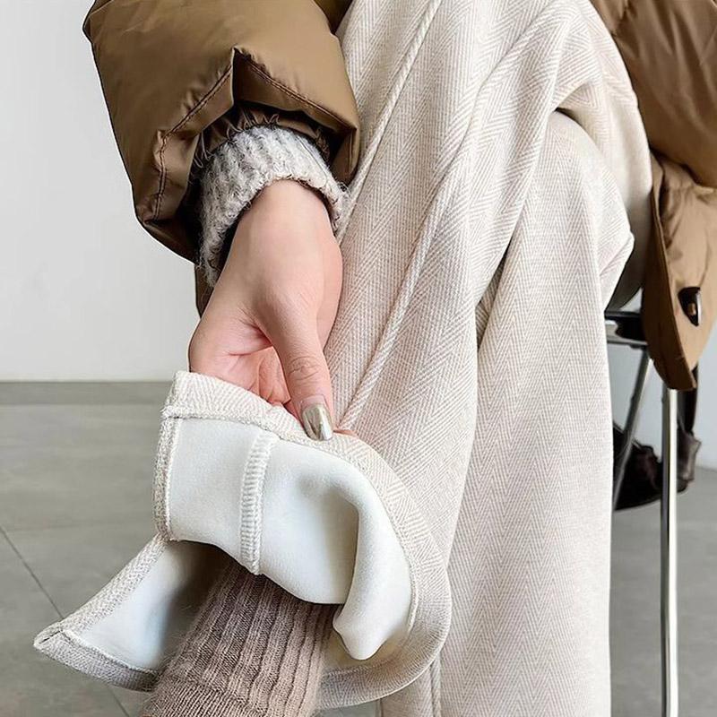 Брюки для женщин Эластичные с высокой талией Длинные брюки Большого размера Утепленные Эластичные Однотонные Универсальные Повседневные Брюки с широкими штанинами Брюки