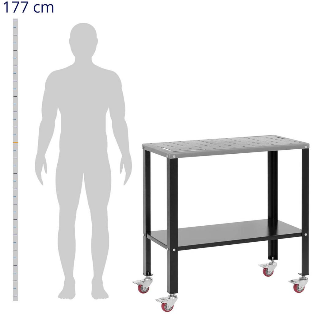 Mobile welding assembly table with shelf up to 544 kg 91x46 cm