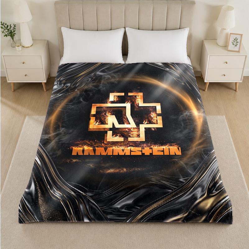 Rammstein Print Flannel Blanket Cozy Lightweight Plush Throw Blanket For Bed Sofa Household Use
