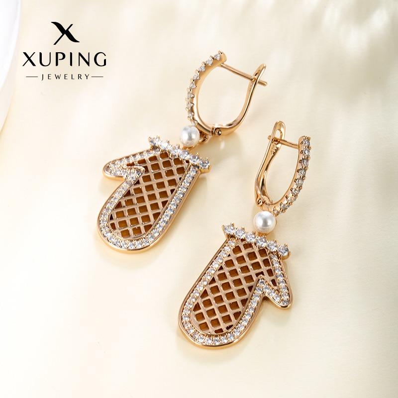 Ювелирные изделия Xuping, серьги-гвоздики, серьги-клипсы из сплава с покрытием k-цвета, с мульти-цирконами, в европейском и американском стиле, модные и универсальные серьги.