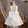 Пышное платье принцессы с жемчужным бантом для девочек - Формальная праздничная одежда с открытой спиной