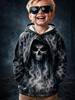 2026 Halloween Boys' 3D Graphic Skull Hoodie Pullover Long Sleeve Spring Sports Fashion Streetwear Kids 4-7 Years Hooded Casual