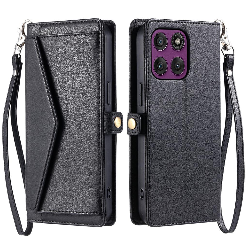 For Motorola Moto G86 5G Leather Case with Wrist Strap Wallet Stand Phone Cover