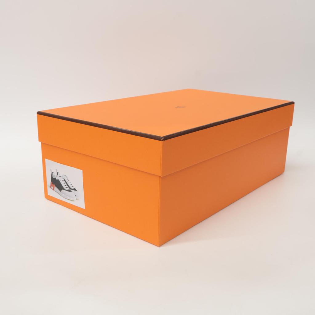 Hermes [Excellent Condition] H221177Z Bouncing Air Mesh X Ghost Skin Suede with H Logo Shoes 37 Noir / BlancUsed