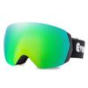 Evmyo Ski Snowboard and Snow Goggles with Spherical Wide Field of Glasses and Helmet UV400 and Impact Resistant for Mountain Motorcycle and REVO Green
