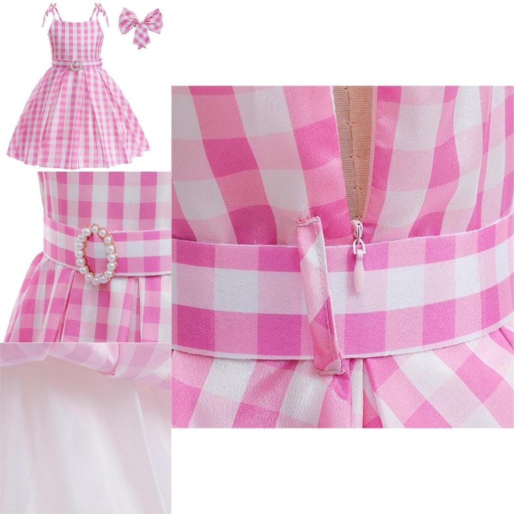 Charming Barbie Cosplay Princess Dress Perfect For Kids Polyester Pink Color Available In Multiple Sizes