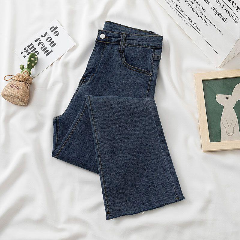 High-Waisted Velvet Cigarette Pants for Women: Slim, Elastic, and Loose-Fitting Jeans with Raw Edge for Autumn and Winter.