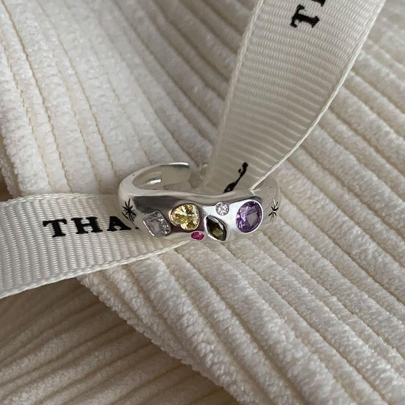 Ретро Красочное Циркониевое Регулируемое Открытое Кольцо - Трендовый Крутой Стиль 2YK для Женщин