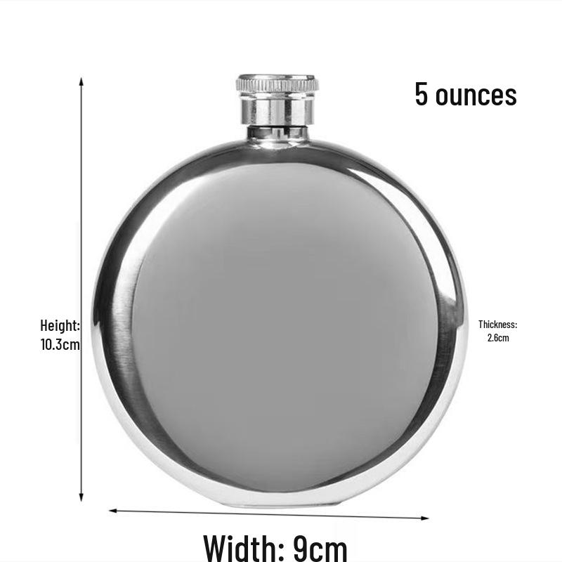 Премиальная черная круглая фляжка из нержавеющей стали 304, 5 унций, портативная фляжка для крепкого алкоголя 8 унций, элегантные барные аксессуары