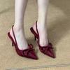 Fashion Women Sandals New Bow Slingbacks High Heels Sandals Women Sexy Pointed Toe Patent Leather Elegant High Heels Shoes for Women