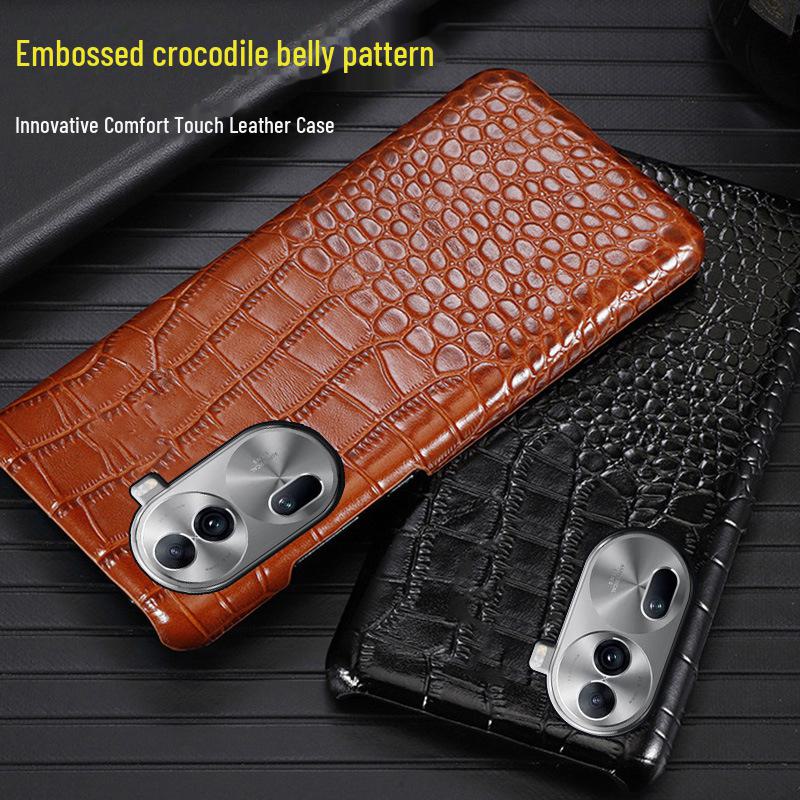OPPO Reno7/7PRO/7Pro+ Cowhide Crocodile Pattern Leather Case - Half-cover Protective Cover