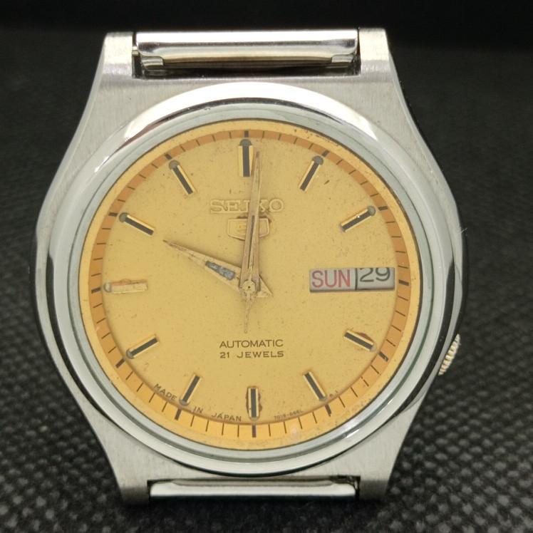 USED VINTAGE SEIKO 5 AUTOMATIC 7019A JAPAN MENS ORIGINAL DIAL WATCH A413520-2 SKU621b-a413520