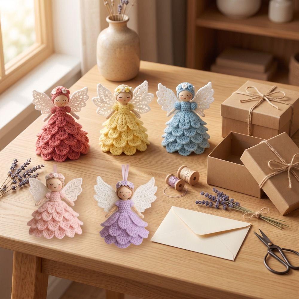 Cute Angel Doll Craft Kit Gifts DIY Crochet Kit Sweet Knitted Angel Pendant Christmas Tree