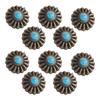 10 Sets Screw Back Button 16.5mm Bronze Flower Shape Blue Turquoise Conchos with 4.5mm PH Screws