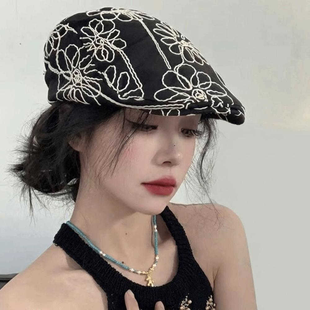 Y2k Vintage Painter Hats Sun Protective Newsboy Caps Fashion Spicy Girls Berets Girl