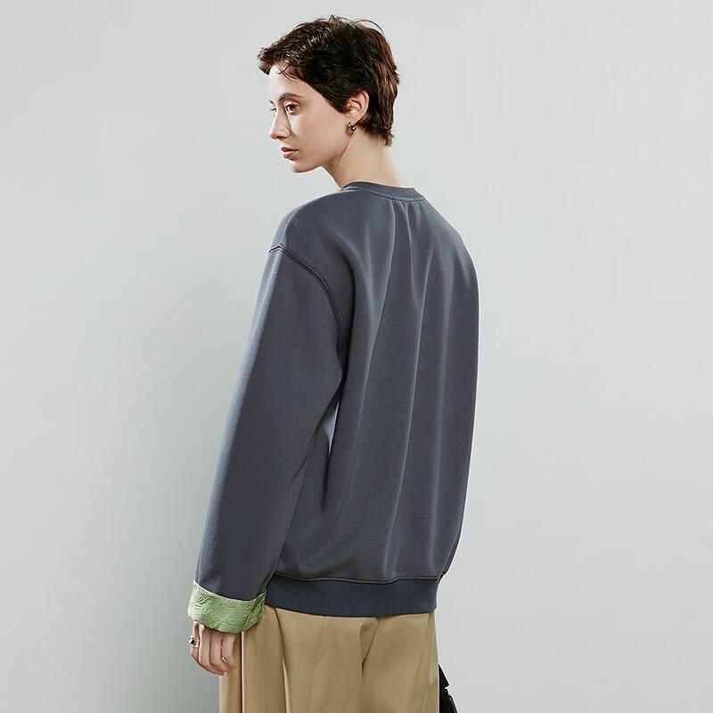 Chuyu Women's New Chinese Style Colorblock Crew Neck Sweatshirt