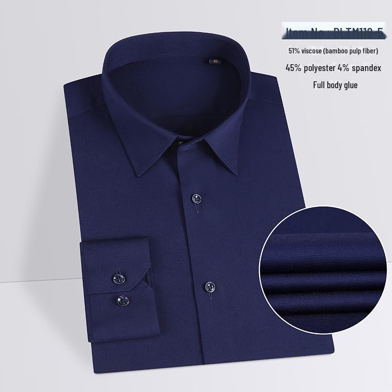 Мужская рубашка больших размеров с длинным рукавом из бамбукового волокна — дышащая и драпированная, для весны и осени