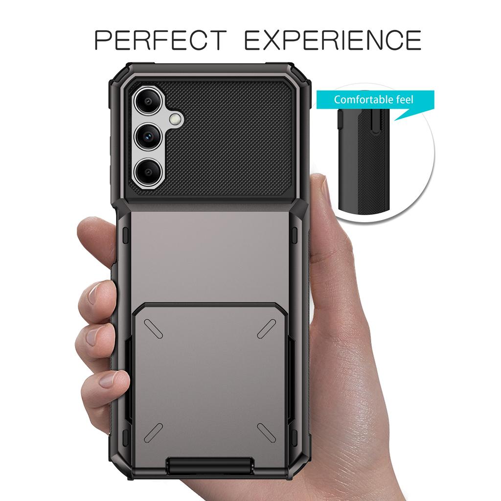 For Samsung Galaxy A55 5G Case PC+TPU Card Holder Hidden Pocket Anti-Scratch Cover