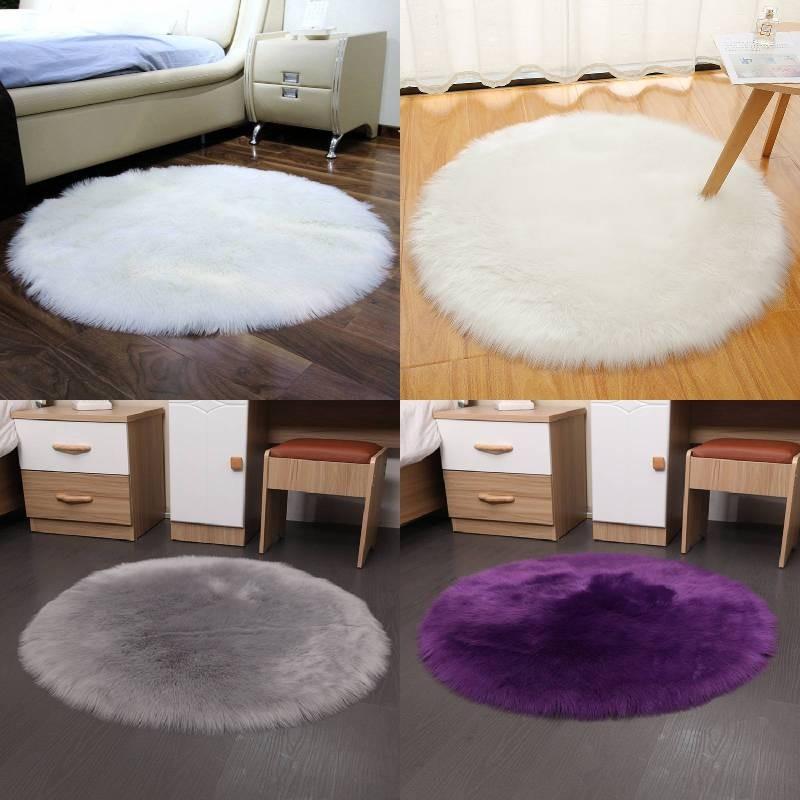 Machine Fur Rug Washable Circular Bedroom Living Room Decor Simplicity