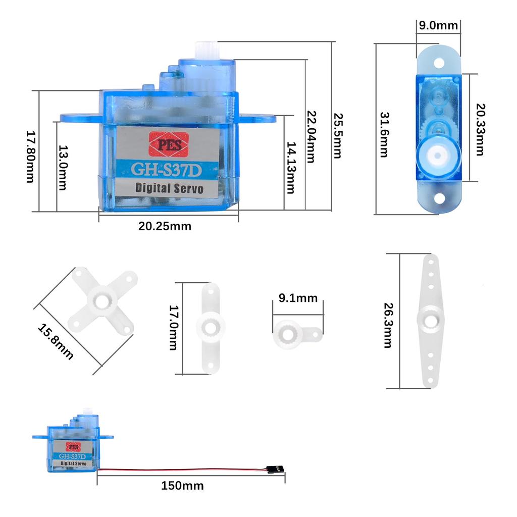 DIYmall 4 шт. Очень легкие 3,7 г Микросервоприводы GH-S37D 0,8 кг/см Бесколлекторный двигатель Мини-цифровой сервоконтроллер для радиоуправляемых самолетов