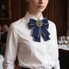 Blue Crystal Rhinestone Collar Flower Solid Color Men's Suit Accessory Formal Occasion