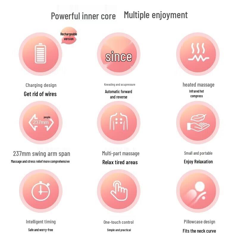 OGAWA OG2101 Rechargeable Neck Shoulder Waist Massage Pillow with Heat CN plug (adapter included)