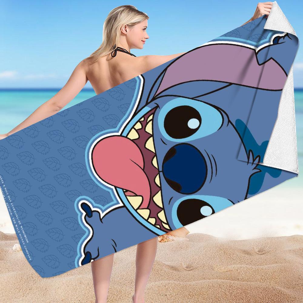 Stitch Zai Animation Beach Towel Microfiber Double-Sided Fleece Beach Towel Bath Towel Variety Square Towel Beach Towel