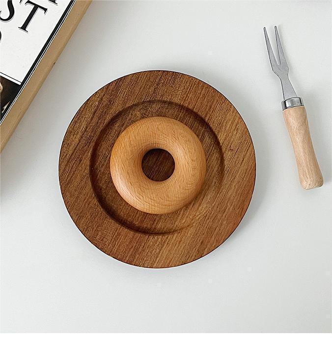 Small Oval Wooden Japanese Style Tray for Desserts and Afternoon Tea, Made of Solid Wood.