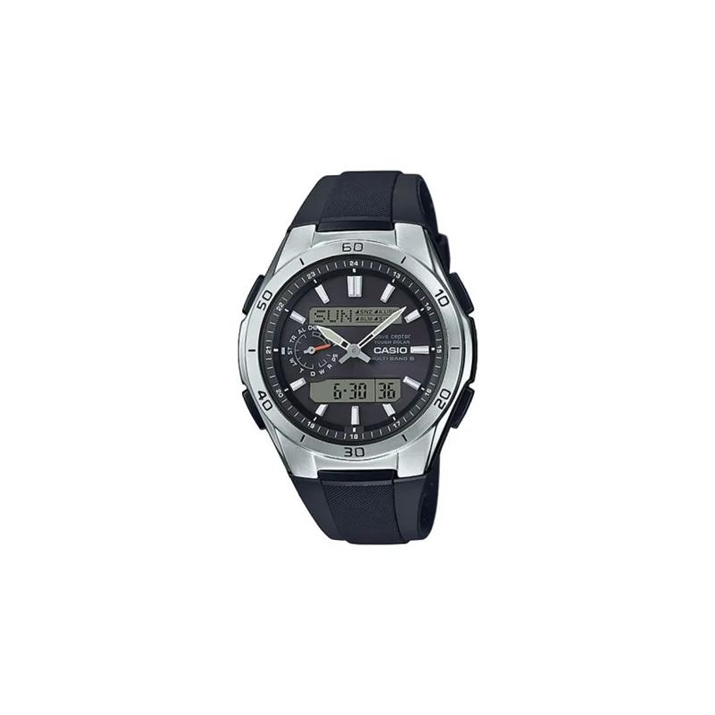 Casio Спортивная Мода 100 Метров Водонепроницаемые Солнечные Кварцевые Часы на Смоляном Ремешке Мужские Черный Циферблат WVA-M650-1AJF