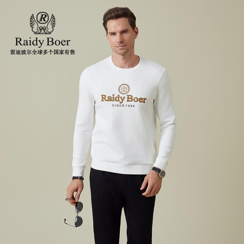 Air Layer Men's Hot Diamond Plush Logo Round Neck Hoodie