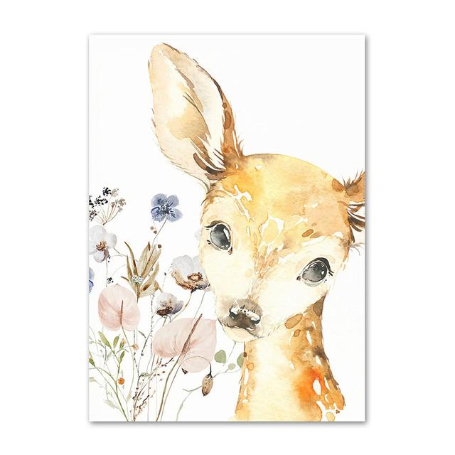 Personalized Poster Baby Name Custom Canvas Painting Print Lion Elephant Raccoon Rabbit Wall Art Decoration Kids Bedroom Picture