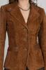 Women Real Soft Suede Leather Blazer Brown New Formal Handmade Stylish Casual