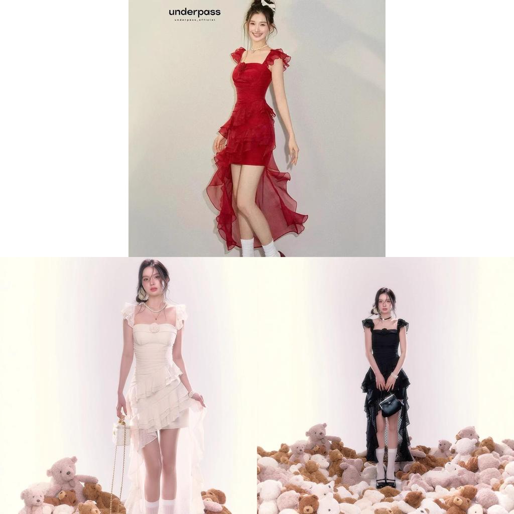 Polyester Off Shoulder Irregular French Style Long Dress With High Waist For Summer 2026