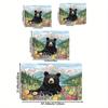 Black Bear in Flower Field Door Mat - 8mm Thick, Machine Washable, Rectangular, PVC Backed, Suitable for Entryway, Kitchen, Bath