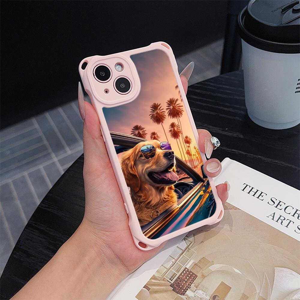 Чехлы для телефонов Ae76 Dog Color Doodle Design Soft для iPhone 16 15 14 13 12 11 Pro Max 8 Plus XR с ремешком на запястье, защитным шнурком для углов, задняя крышка