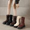 Модная осенне-зимняя мода Ретро ботинки на платформе для женщин Новые женские кожаные туфли на мягкой подошве Дизайнерские повседневные ботильоны Женские
