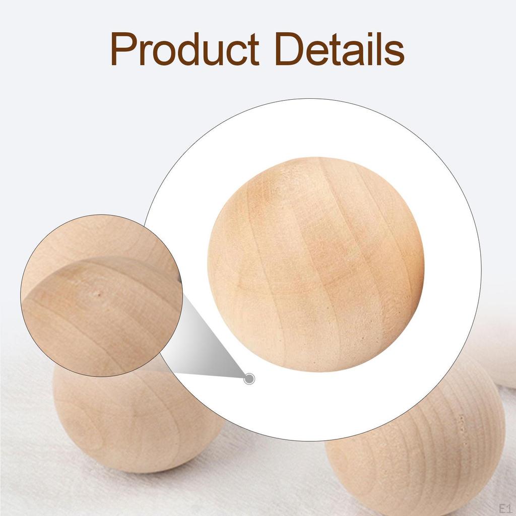 5 Pieces Wood Balls Wooden Jewelry Making Practical Art Round DIY Projects Unfinished