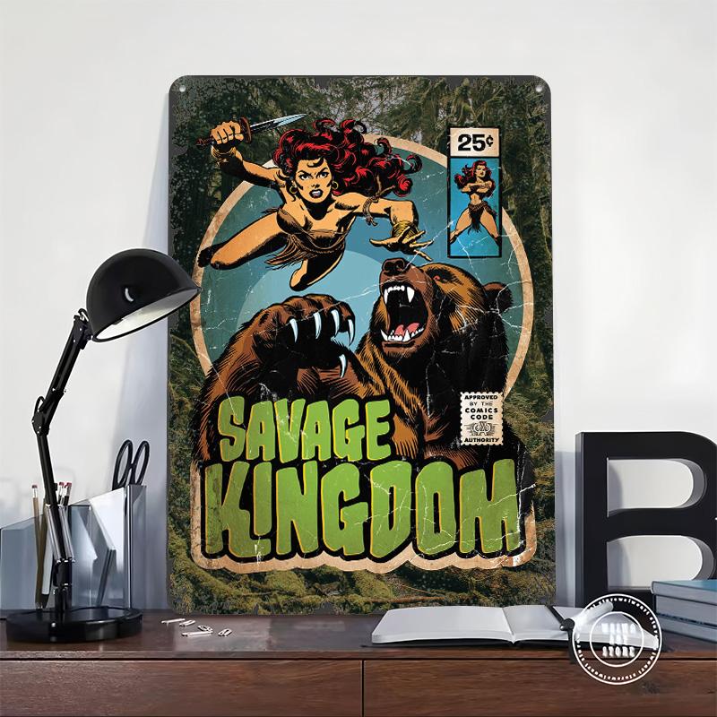 Постер обложки комикса Savage Kingdom Настенное искусство на заказ Винтажные металлические вывески Ретро жестяная табличка для мужской берлоги Домашний декор Комната