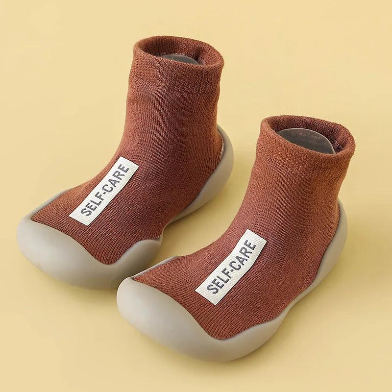 1Pair Children First Walkers Floor Rubber Shoes Anti Slip Soft Soles Early Education Shoes Baby Floor Socks Elastic Socks 0-3years Old